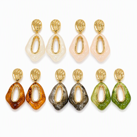 Boucles d'oreilles pendantes géométriques martelées plaquées or 18 carats, aspect écaille de tortue, bijoux tendance pour femme