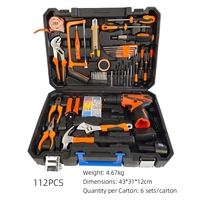 Ensemble d'outils électriques rouges et noirs 35 pièces/45/100/102/112, perceuse, outils manuels, kit de réparation à domicile