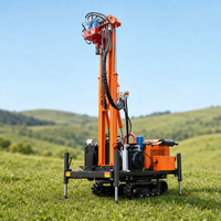 Machine de forage de puits d'eau portable sur chenilles, moteur diesel, hydraulique, pour usage agricole, profondeur 200m