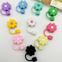 Vente chaude 10mm Mignon Fleur Silicone Bouchon De Paille Cache-Poussière avec Bouchon De Paille pour Bar Bouteille Potable Accessoires