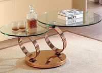 Table basse pivotante en verre pliable à vente chaude, argent, or, acier inoxydable, salon, table basse pivotante à faible hauteur