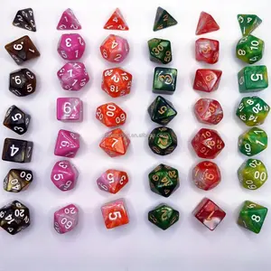 7PCS Mix Würfel Set mit Beutel 9 Farben DND RPG Tragbares Spielzeug für Erwachsene Kinder Plastik würfel TRPG D4 D6 D8 D10 D12 D20