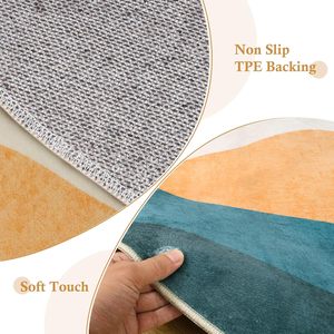 Alfombra redonda abstracta Bohemia Alfombra de pila baja lavable Impresión a pedido para sala de estar - Product Image 5