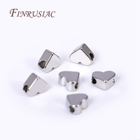 Perles de coeur plaquées or 18 carats 6x5MM perles de bracelet entretoise en métal accessoires de fabrication de bijoux à bricoler soi-même avec trou de 2.5MM