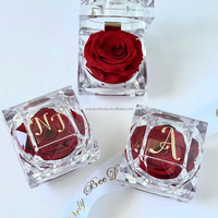 Kotak Cincin Mawar Asli Awet Buatan Tangan - Hadiah Romantis untuk Perhiasan & Anting, Lamaran, Valentine, Natal, Wisuda