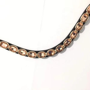 Brida de Cuero de Alta Calidad con Cristales Ovalados en Oro Rosa, Lujosa y Moderna, con Logotipo Personalizado para Uso Ecuestre, MH Global Exports - Product Image 1