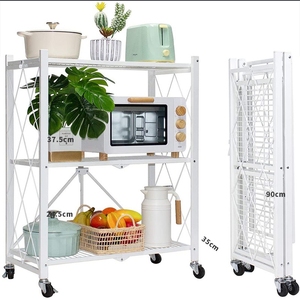 Étagère d'angle multifonction pliable en gros, support mobile pour vaisselle et fruits, étagère de sol pour four à <span class=keywords><strong>micro</strong></span>-ondes - Product Image 2