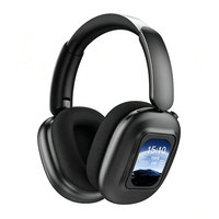 Headset Nirkabel Over-Ear dengan Layar Digital, Headphone Earphone ANC LED Tahan Air IPX-5