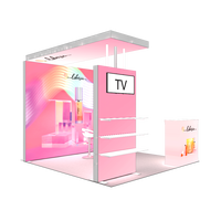Stan Pameran Modular SEG LED Backlit Tanpa Alat, Rangka Aluminium dengan Rak