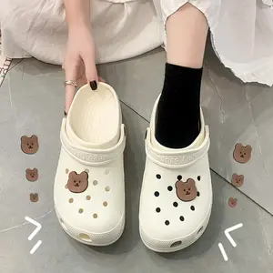 New Unisex indoor and outdoor Hole Shoes cute bear upper Massage Slippers Bathroom Home Summer sandals for women and ladies