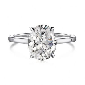 Anillo de Compromiso de Diamantes de Forma Ovalada con Circonita Cúbica 8A Chapado en Plata de Ley 925 de Joyería Fina de Lujo Dylam - Product Image 1