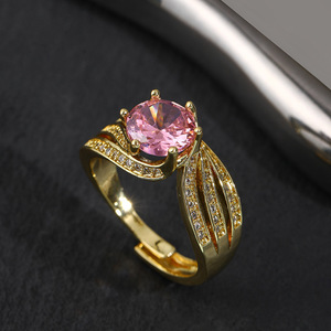Copper European American-style Solitaire Lab Created Zircon Pave-set Trendy Wedding Engagement <b>Ring</b> for Women Popular Geometric - Product Image 2