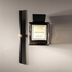 Diffusore <span class=keywords><strong>di</strong></span> Aromi in Vetro Nero Opaco Quadrato da 200ml con Logo Personalizzato, Bastoncini in Fibra Nera, Confezione Regalo Personalizzata, Fragranza per la <span class=keywords><strong>Casa</strong></span> - Product Image 6