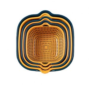 Juego de Seis Piezas de Cestas de Drenaje de Plástico Saludable MY-69, Lavabo de Plástico de Doble Capa para Lavar Vegetales, Multifuncional - Product Image 5