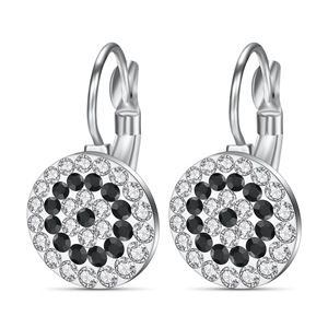 <b>Stud</b> <b>Earrings</b> 12mm Round Micro Insert White Black And White Diamonds Stainless Steel Everyday Wear - Product Image 2