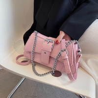 Sac à main chaîne élégant en cuir de crocodile de luxe, sac à bandoulière pour téléphone portable, sac à main pour femmes