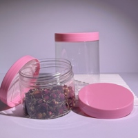 En stock Bouteille en plastique PET avec bouchon rose 89 mm Large ouverture 150 ml-1000 ml Alimentaire Miel Biscuit Crème pour les yeux Cosmétique Pot de rangement