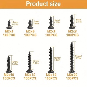 800pcs <b>Black</b> Cross Countersunk Head Flat Head <b>Self</b> <b>Tapping</b> <b>Screw</b> Combination Carbon Steel <b>Black</b> Phillips Mini <b>Screw</b> M2 - Product Image 3