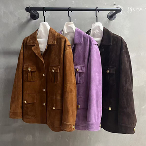 Jxwatcher Cappotto Autunnale in Vera Pelle Scamosciata <span class=keywords><strong>di</strong></span> Pecora, Monopetto, Maniche Lunghe, Antivento, Logo Personalizzato, Vari Colori, Giacche in Pelle da <span class=keywords><strong>Donna</strong></span> - Product Image 1