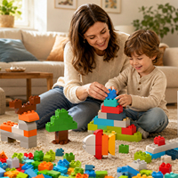 Juego de 208 Bloques de Construcción Grandes para Niños, Juguete Educativo STEM Preescolar, Bloques de Construcción Grandes y Huecos para Niños