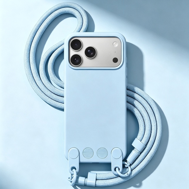 Matte Silicone Phone Case With Detachable Crossbody Lanyard, Shockproof Soft Protective Cover for iPhone /14/15/16/17/18 Pro Max