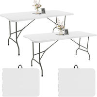 Mesa Plegable Portátil con Juego de Sillas para Catering al Aire Libre, Campamentos, Ferias Comerciales y Mercados - Diseño Duradero y Ecológico