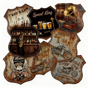 Targa <span class=keywords><strong>Vintage</strong></span> in Metallo con Stampa UV Personalizzata a Colori, Tema <span class=keywords><strong>Garage</strong></span>, 30.5x30cm, con Route 66 per <span class=keywords><strong>Garage</strong></span> Esterni e Fattorie - Product Image 1