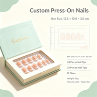 Boîte rigide cadeau vert clair personnalisée pour faux ongles, emballage cosmétique pour faux ongles