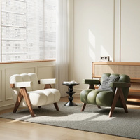 Fauteuil sectionnel style crème, éco-responsable, avec structure en bois moderne, pour salon, salle à manger, appartement, fauteuil de détente simple et luxueux