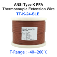 Cable de Extensión para Termopar PFA, Tipo K ANSI, Cable de Medición de Termopar de Núcleo Sólido de Alta Sensibilidad, 24 AWG, Clase I