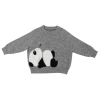Pull en laine jacquard tricoté 100 % laine, col rond, manches longues, motif animalier, pour usage quotidien, avec logo frontal, pour filles – Direct Usine