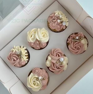 Caja de Embalaje para Cupcakes Reciclable de Alta Calidad Personalizada, Caja de Cartón para Pastel Impresa en Offset con Inserto y Ventana para Pastel Pequeño - Product Image 5