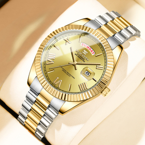 Reloj de Diseño para Hombre, Automático, Mecánico, con Doble Calendario, Brazalete Dorado, Estilo Lujoso - Product Image 2