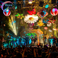 Belle fleur gonflable de décoration accrochante d'étape de fête de nuit avec la lumière menée
