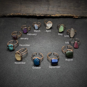 Tinh thể nguyên đá vòng Birthstone Bronze mở Opal Vòng có thể điều chỉnh kích thước pha lê đá quý 12 cung hoàng đạo đá quý Vòng cho món quà - Product Image 1