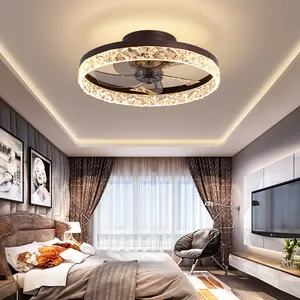 Morden Style Ce Approved Led Light Modern New Dimmable Bedroom Crystal Ceiling Fan