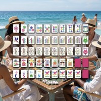 Jeu de tuiles de mahjong américain en acrylique multicolores personnalisées, 160 tuiles, 4 couches, design bicolore gravé de luxe, boîte en carton