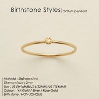 Vente en gros de bagues bijoux en acier inoxydable pour femmes cristaux de haute qualité pierre de naissance véritable pierre précieuse bague de naissance