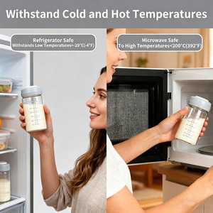 Biberón de Vidrio al por Mayor, Biberón de Boca Ancha de Borosilicato de Alta Calidad para Almacenamiento de Leche Materna, Biberón para Alimentación Infantil, Libre de BPA - Product Image 4