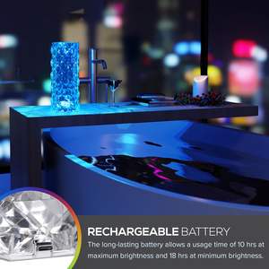 โคมไฟตั้งโต๊ะคริสตัลรูปดอกกุหลาบแบบชาร์จไฟได้ ไฟกลางคืนสำหรับห้องนอน ไฟหัวเตียงแบบสัมผัส LED อะคริลิคใส ทันสมัย ขายส่ง ราคาพิเศษ 75 - Product Image 2