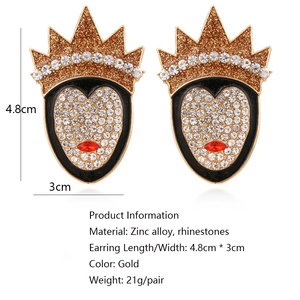 Boucles d'oreilles clous Couronne de Reine Maléfique Halloween, Villain <span class=keywords><strong>Blanche</strong></span>-<span class=keywords><strong>Neige</strong></span>, Strass Brillant, Cœur, Bijoux de Fête, Cadeau - Product Image 2