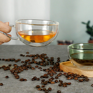 Offre spéciale Tasses à café en verre transparent à double paroi et <span class=keywords><strong>eau</strong></span> potable personnalisées Tasse avec poignée - Product Image 3