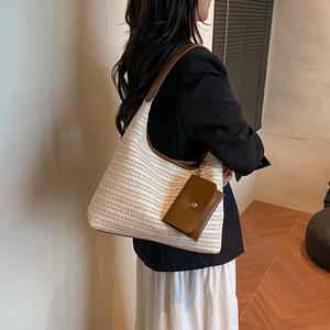 Été Nouvelle Arrivée Beach Tote Bag Sac Main Pour Femme De Bonne Qualité Fashion Straw Weave Shoulder Handbag With Small Wallet - Product Image 5