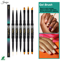 Pinceaux à ongles professionnels à double tête avec logo personnalisé et dégradé de couleurs pour salons et manucures à domicile