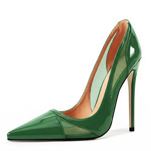 Chaussures à talons hauts sexy pour femme, grande taille 47, avec logo personnalisé, patchwork, bout pointu, style stiletto, coupe large, en maille - Product Image 2