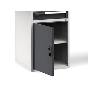 Établi Fami Master 300cm gris avec plateau en bois, porte et 5 tiroirs - Product Image 3