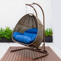 Double mobilier de jardin Élégante balançoire de patio Chaise suspendue en forme d'oeuf avec sièges confortables