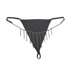 Sexy Girls <span class=keywords><strong>Latex</strong></span> Sexy G-string T-Back Hipster Y-Back Calzoncillos eróticos con borlas de acero inoxidable para mujer Tanga ajustable - Product Image 6