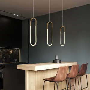 Moderne einfache LED-Pendel leuchte für Tisch bar Schlafzimmer Küchen insel Nordic Gold Luxus U-förmige Restaurant Decken leuchte