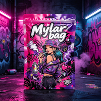 Sac Mylar Rose Violet Personnalisé Motif Graffiti Fille, Anti-Odeur, Pochette Zippée Autoportante, Style Urbain Tendance, Refermable, Micro-ondable, pour Sushi